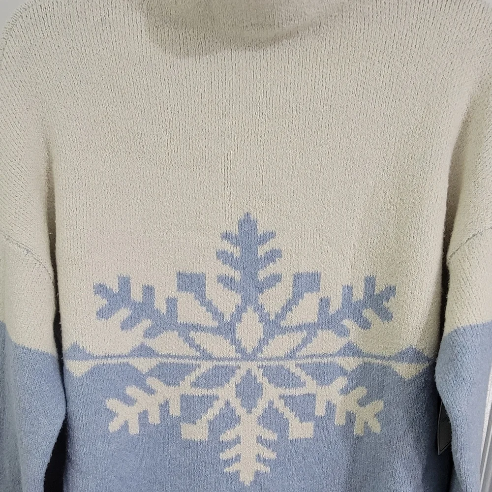 Christian Siriano Large Snowflake Print Long Sleeve Sweater Size M - Picture 3 of 7